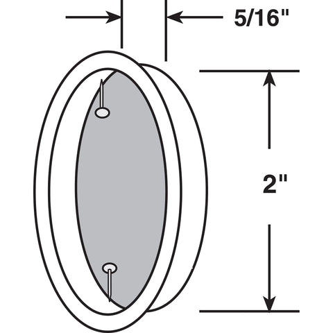 Diagram of Two Inch Satin Nickel Closet Door Finger Pulls Set of 2 with Stamped Steel Construction and Satin Nickel Plated Finish