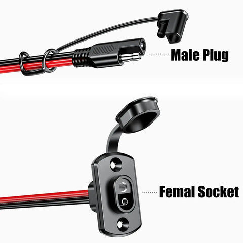Heavy Duty SAE Quick Connector Harness 1 Ft 12 AWG Cable From Male Plug To Female Socket Waterproof Extension Cord