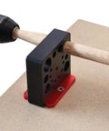 Woodworking Dowel Maker Jig Kit Five Sixteenths To Three Quarters Inch With Carbide Blades in use on wood board