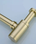 Brass Round Bottle P Trap For Basin Sinks, Adjustable Height Waste Drain Tube Kit In Brushed Gold Finish, Leakproof Design