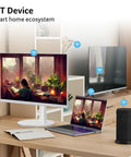 27 Inch Smart Monitor With WebOS For Streaming TV And Gaming Bluetooth Wireless Projection Screen Mirroring IoT Hub displayed on desk.