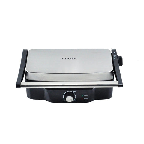 Imusa Electric Panini Press Griddle With Non Stick Cast Aluminum Plates Adjustable Thermostat Control for gourmet sandwiches