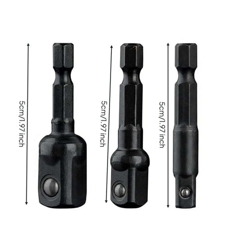 Ultimate Black 3 PCS Impact Adapter Set With Nestable Low Profile Design For Garage Work And Mechanical Repair Tool Organization Featuring Secure Hold Socket Reducers. 5cm black steel adapters