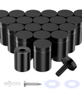 Standoff Screws Three Quarters Inch Diameter By One Inch Length Stainless Steel Black 20 Pack With 80 Mounting Accessories For Acrylic Signs.