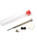 11 Piece Universal Compact Eyeglasses Repair Kit With Screwdriver And Micro Screws Portable Case For Quick Fixes On All Kinds Of Broken Glasses Frames Travel Ready, showing tools and accessories
