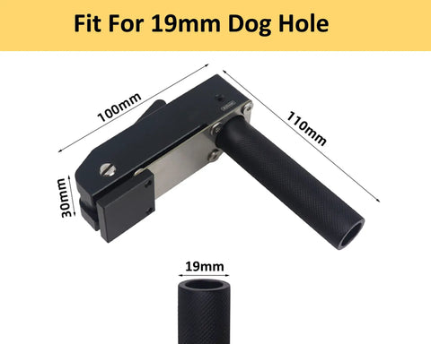 Rock Solid 3/4 Inch MFT Bench Holdfast Woodworking Clamp Aluminum Alloy dimensions with fit for 19mm dog hole