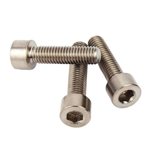 Hardcore M8 Pure Titanium Grade 2 Hex Socket Cap Screws Din912 50 Pack Set showing threaded design and hex socket heads.