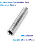 Rock Solid Sink Connection Bolt Extension Screw M12x70mm Copper Chrome Plated for secure kitchen sink installation.