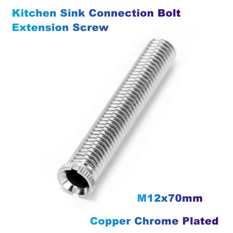 Rock Solid Sink Connection Bolt Extension Screw M12x70mm Copper Chrome Plated for secure kitchen sink installation.