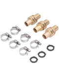 Heavy Duty Brass Garden Hose Quick Connectors Set Of 3 Fits Standard 3 4 Inch For Durable Water Spraying Nozzle Attachments And Easy Repair Jobs To Make Lawn Care A Total Breeze Without Rust Worries, with clamps and washers