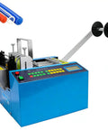 Fully Automatic Heat Shrink Tube Cutter Machine With Lcd Display 300W Electric Cable Cutting Tool, blue device with digital controls.
