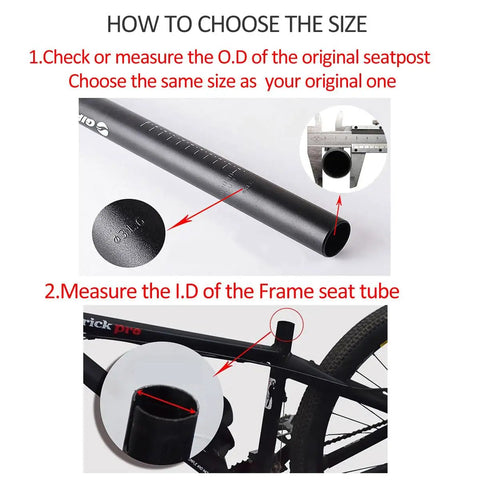 Durable Aluminum Bicycle Seat Post 450Mm Length For BMX MTB And Road Bikes with size measurement guide