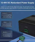 12-48V DC power supply for Unmanaged 10 Port Gigabit Ethernet Switch Built Tough For Outdoor DIN Rail Mount 12 48V DC Input Plug.