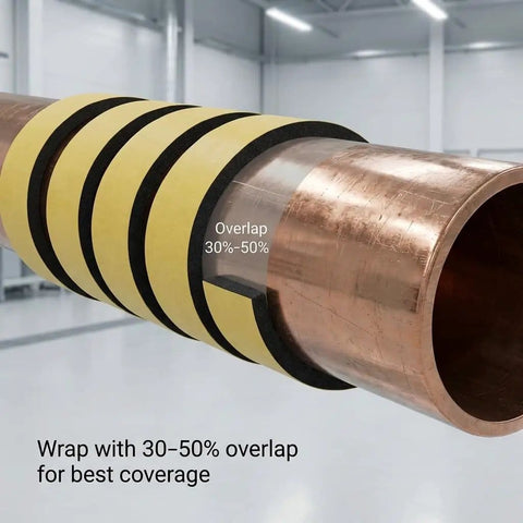 Foam Pipe Wrap Insulation Tape Two Inch By One Eighth Inch By Thirty Foot Four Pack Self Adhesive Thermal Wrap on copper pipe