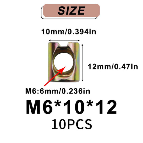 10 Pack M6 Barrel Nuts 10x12mm For M6-1 Bolts Cross Dowels Slotted Nuts Hardware Replacement Kit Zinc Galvanized Carbon Steel