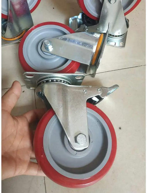 Heavy Duty Swivel Caster Wheels Four Pack Polyurethane Trolley Casters with double ball bearings and steel bracket.