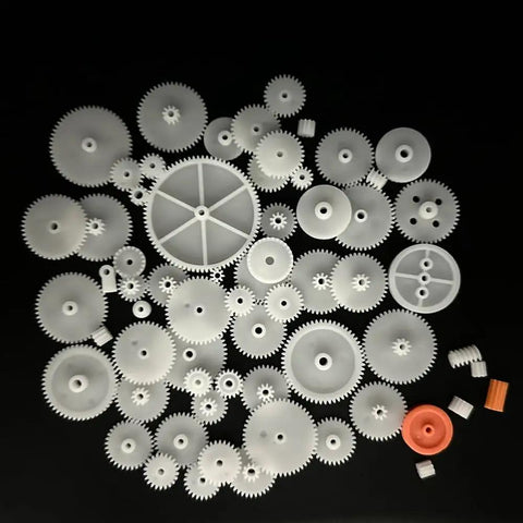 64Pcs 0.5 Module Plastic Gears Kit For DC Motors And DIY Robots Includes Spindle Crown Single And Double Gears Perfect For RC Cars