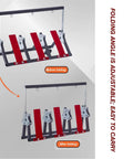 Heavy Duty Folding Cable Rack On Wheels With Rolled Steel Wire Dispenser folding demonstration showing before and after folding view