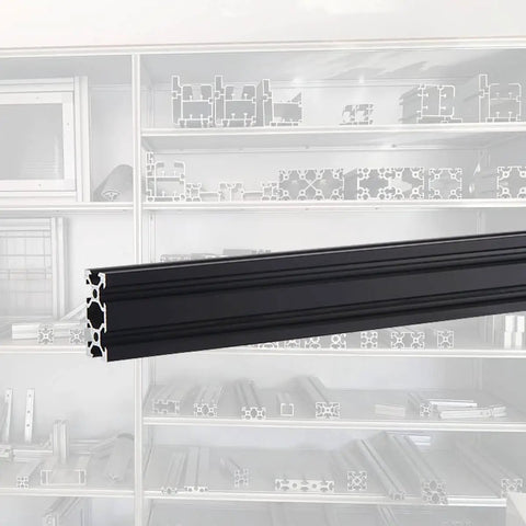 600mm V Slot 2040 Aluminum Extrusion Linear Rail Set for 3D Printers and CNC DIY Projects, black anodized finish, close-up view