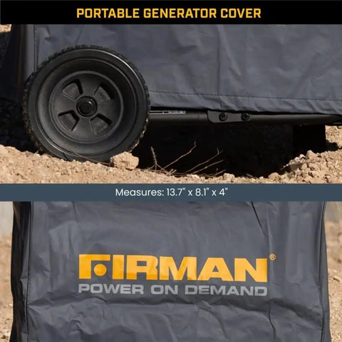 Heavy Duty Large Portable Generator Cover Premium Waterproof Vinyl With Double Insulation Drawstring Lock Secures Five Thousand Watt Camp Rig Snug Against Nasty Weather And Sun Damage on wheeled generator.