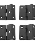 Built Tough Four Pack Black Five Hole Folding Shutter Hinges For Heavy Duty Cabinet Drawer And Furniture Projects Including Storage Box Hardware Featuring No Sweat Installation And Rust Proof Finish, four black hinges displayed.