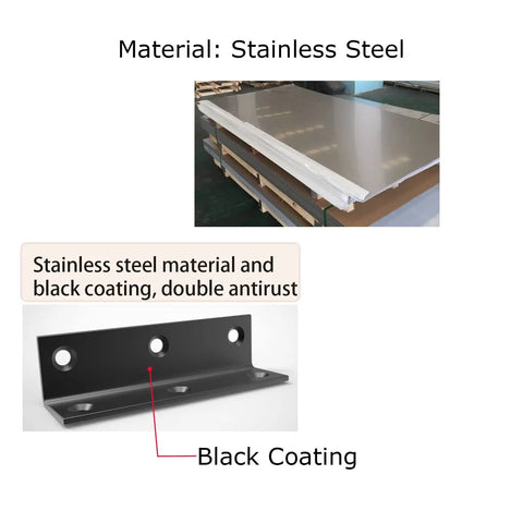 Heavy Duty L Bracket Corner Brace 90 Degree Stainless Steel Black Angle Braces For Woodworking And DIY Projects Large Corner Brackets With Countersunk Screw Holes For Safe Flush Mounting 8 Pack 3.2x0.8x0.8 showing stainless steel material and black coating