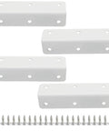 Heavy Duty Stainless Steel White Corner Brackets Set Of 4 With Screws, L Shaped Furniture Braces, 4 X 1 X 1 Inches, 2mm Thick, Rust Resistant
