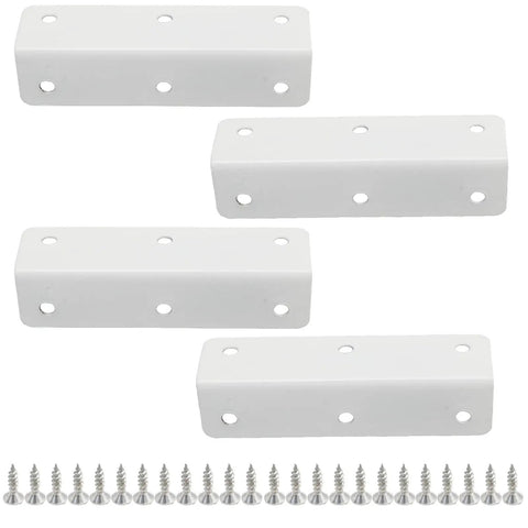 Heavy Duty Stainless Steel White Corner Brackets Set Of 4 With Screws, L Shaped Furniture Braces, 4 X 1 X 1 Inches, 2mm Thick, Rust Resistant
