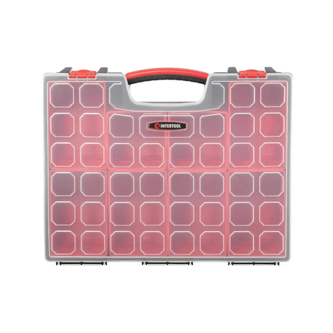 Heavy Duty 8 Bin Hardware Organizer With Removable Bins Portable Tool Box for nuts bolts screws nails clear locking lid front view