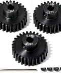 3 Pack Hardened Steel Pinion Gear Set 0.6 Mod 3.175mm Bore For 540 550 RC Motors, 26T 27T 28T Pinions with accessories