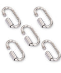 2.3 Inch Stainless Steel Chain Quick Links Set Of 5 With 1/4 Inch Locking Carabiners, corrosion resistant, 650 lbs capacity