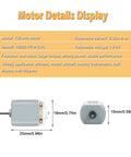 Diagram showing motor details for Ten Pack Of Tiny 130 Miniature DC Motors With Wire For DIY Toys And Science Projects And Small Electronics
