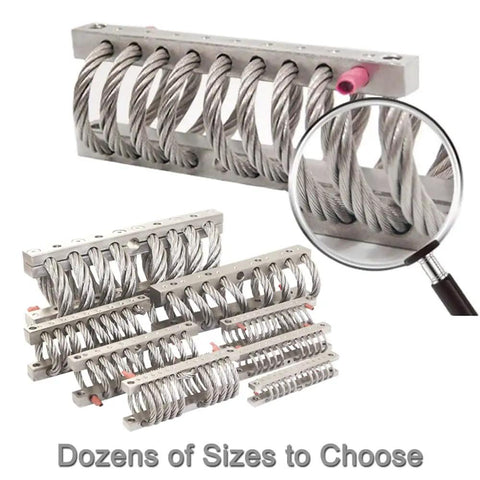 Eight Loop Wire Rope Isolator Built From 304 Stainless Steel, large and small sizes displayed for industrial shock absorption.