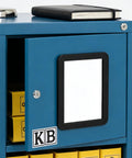 15 Pcs Magnetic Locker Mirrors Real Glass 5x7 Inch Small Makeup Mirror in Black Frame on Blue Locker Door