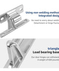 heavy duty stainless steel gate hinges with non-welding design highlighting 600 lb load capacity for doors and gates