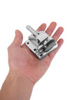 Heavy Duty Eight Piece Adjustable Furniture Leveling Feet With Screws And Lock Nuts Steel Anti Slip Cabinet Leg Risers For Workbenches And Storage Cabinets Scratch Protected Base Pads Secure Durable Silver Finish, silver threaded leveler in hand