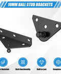 4 Pack 10mm Ball Stud Brackets For Gas Struts And Lift Supports Mounting, durable steel with black finish, product components shown