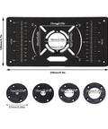 Top Grade Aluminum Router Table Insert Plate With Four Butter Smooth Trim Rings And Dual Inch Metric Scale For Zero Fuss Woodworking Diy And Garage Carpentry Builds, showing dimensions and trim rings.