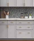 Modern kitchen cabinets featuring Heritage Designs Contemporary Cabinet Pull 3-3/4 Inch Center to Center Brushed Brass Finish 10-Pack.
