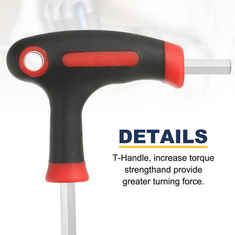 2 Pack T-Handle Ball End Hex Key Wrenches, 4mm Cr-V, Extra Long 212mm Length, T Key Inner Hex Spanner For Automotive And Home Repairs