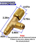 Brass 1/4 Inch SAE AC Valve Core Tee Adapter dimensions for HVAC, showing pro grade quick coupler access tee fits R22 R12 R134a