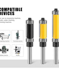 Premium 1/2 Inch Double Bearing Flush Trim Router Bit With 6mm Or 1/4 Inch Shank For Super Smooth Wood Trimming And Professional Cabinet Making Projects At A Crazy Good Price Today displayed on compatible machines.