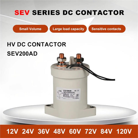 Straight Up Reliable Dc Contactor Power Relay Switch For Ev Chargers And High Voltage Charging Stations 110 Volt Electric Controller with connections and markings.