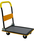 Heavy Duty Foldable Platform Hand Truck Rated At 330 Lbs With Silent Swivel Rollers That Glide Like Butter And Collapse Flawlessly For Stress Free Hauls Around Town, showing the sturdy frame and foam grip handle.