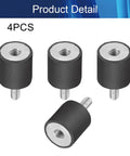 4 Pack M4 Rubber Vibration Isolators 13x13mm Stud Mounts For Mini Split Heat Pumps Diesel Engines Harvesters And Generators Heavy Duty Shock Absorbers That Keep Vibration And Noise Down For Quiet, Smooth Performance Built To Last., 4pcs black rubber isolators with M4 studs