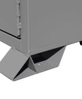 Close-up of the base of Hardcore Heavy Duty All Welded Steel Job Site Storage Cabinet with sturdy corner supports.