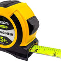 Powerblade II 25 Ft Tape Measure with 1.06 in wide high visibility yellow black blade, dual end hook, easy slide lock