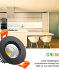 Modern kitchen with 2 Inch LED Dimmable Downlight With 3W COB, Recessed Ceiling Light, Warm White 3000K-3500K, CRI80, Black Trim