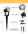 Color Changing Solar Spotlights Outdoor RGB Landscape Lighting Waterproof 6 in 1 Wall Lamp with metal construction details