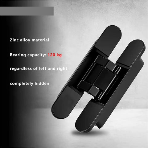 Concealed Invisible Door Hinges Set Of 4 Adjustable Heavy Duty Hardware For Smooth As Butter Swing Operations With Zero Fuss Install, showing zinc alloy hinge with 120 kg capacity.